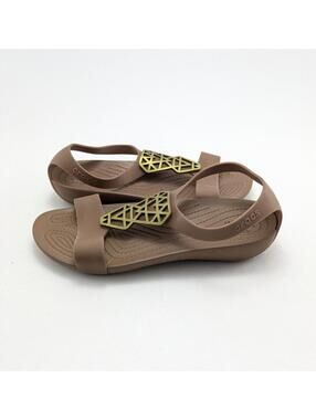 Womens Crocs Serena Embellish Brown Flip Flop Thong Comfort Sandals Size 6